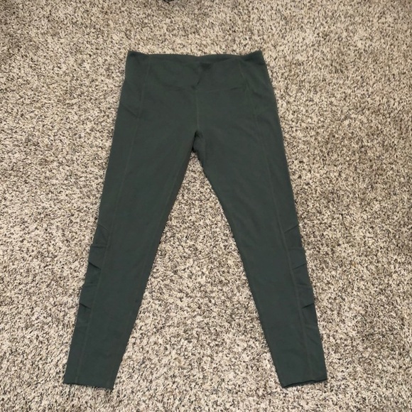 Athleta Mesh Side Panel Leggings Size Large Sage Green - Picture 3 of 13